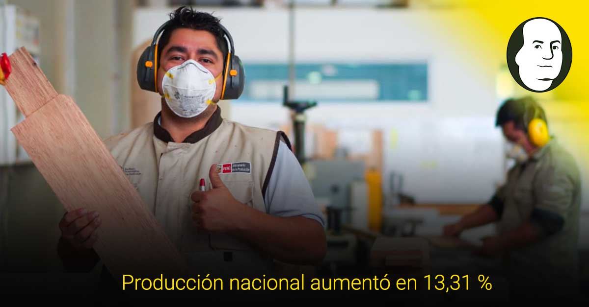 Producción nacional en el Perú aumentó en 13,31 % durante todo el 2021